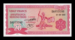 Burundi 20 Francs 2001 Pick 27d SC UNC - Burundi