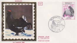 Enveloppe  FDC   1er  Jour    MONACO  Lyrurus  Tetrix   1982 - Ferme