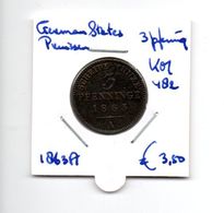 DUITSLAND GERMAN STATES PRUISEN 3 PFENNIG 1863A - Otros & Sin Clasificación