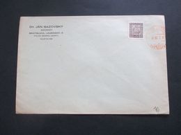 CSSR 1939 Blankoumschlag Oranger SST Bratislava Autoposta Umschlag Dr. Jan Bazovsky Advokat - Brieven En Documenten
