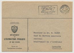 SUISSE - Env. Département Instruction Publique Et Cultes - OMEC De Lausanne "Aide Aux Réfugiés En Suisse" LAUSANNE 1956 - Lettres & Documents