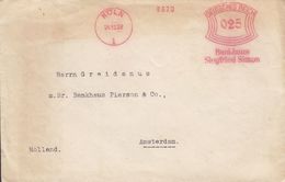 Deutsches Reich BANKHAUS SIEGFRIED SIMON, KÖLN 1928 Meter Cover Freistempel Brief AMSTERDAM Holland - Frankeermachines
