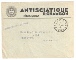 PERIGUEUX P.P. Lettre Entête Antisciatique Médicament CHAMBON Ob 11 11 1931 - Cachets Manuels