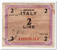 ITALY,MILITARY CURRENCY,2 LIRE,1943,aVF - Occupation Alliés Seconde Guerre Mondiale