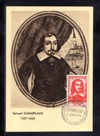 " SAMUEL CHAMPLAIN  " Sur Carte Maximum De 1956. N° YT 1068 Voir Les 2 Scans. Parfait état CM - 1950-1959
