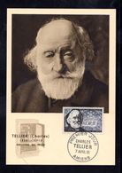 " CHARLES TELLIER " Sur Carte Maximum De 1956. N° YT 1056 Voir Les 2 Scans. Parfait état CM - 1950-1959