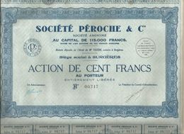 Action De Cent Francs ,1934, SOCIETE PEROCHE & Cie , Capital Divisé En 1150 Actions , SURGERES , Frais Fr 1.95 E - Altri & Non Classificati