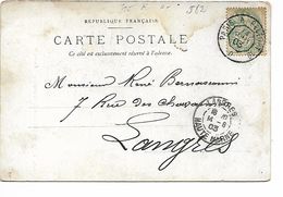 Ferroviaire Ambulant De Jour PARIS à BELFORT 1° Brigade D Sur Type Blanc 1903   ...G - Bahnpost
