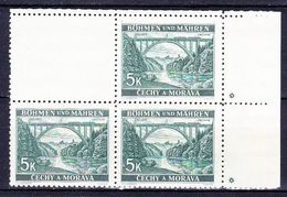 Boheme Et Moravie 1940 Mi 57 (Yv 56), (MNH)** Bloc De 4 - Etoile (Stern) - Neufs