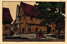 Minden, Alt-Minden, Martinikirchhof, Steindruck AK, Um 1920 - Minden