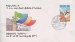 Enveloppe   FDC   1er  Jour    ANDORRE    IVéme  Jeux  Des  Petits  Etats   1991 - FDC