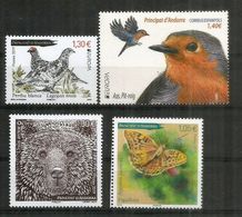 ANDORRA. FAUNA MINT ** STAMPS  (Birds,butterfly,brown Bear) - Nuevos