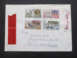 DDR 1990 Nr. 3354 / 3357 Satzbrief Eilsendung Express Brief Glauchau Nach Wiesbaden - Cartas