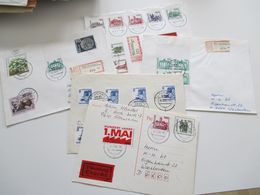 DDR 1990 / 91 Bauwerke Und Denkmäler 5 Besondere Belege Stempeldatum / Leerfelfelder / Eilsendung. Aus Glauchau - Storia Postale