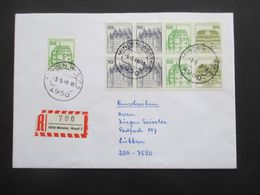 Berlin 1989 Burgen Und Schlösser H-Blatt 21 MiF Mit BRD Marke Einschreiben 4950 Minden Nach Lübben - Cartas & Documentos