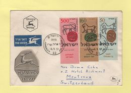 Israel - FDC - 1957 - Destination Suisse - Sceaux Des Rois D Israel - Cartas & Documentos