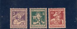 Suisse - Année 1916 - Neuf** - Pro Juventute - N° Zumstein 4/6** - Costumes - Unused Stamps