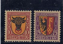 Suisse - Année 1918 - Neuf** - Pro Juventute - N° Zumstein 10/11** - Ecussons De Cantons - Unused Stamps