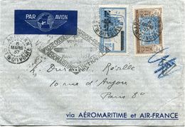 COTE- D'IVOIRE LETTRE PAR AVION DEPART ABIDJAN 6 MARS 37 COTE D'IVOIRE POUR LA FRANCE - Covers & Documents