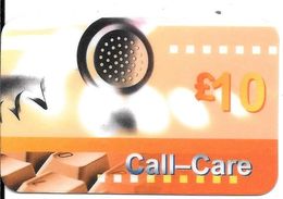 CARTE-PREPAYEE-GB-CALL-CARE-10£--Gratté-Plastic Fin Glacé-TBE-RARE - BT Global Cards (Prepagadas)