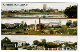 Ref 1372 - 1918 Triple View Postcard - Christchurch Dorset - Ex Hampshire - Bournemouth (fino Al 1972)