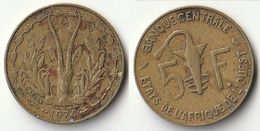 Pièce De 5 Francs CFA XOF 1974 Origine Côte D'Ivoire Afrique De L'Ouest (v) - Costa D'Avorio