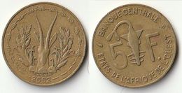 Pièce De 5 Francs CFA XOF 2002 Origine Côte D'Ivoire Afrique De L'Ouest (v) - Ivory Coast