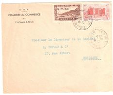 ZIGUINOHOR Sénégal Lettre Entête Chambre Commerce CASAMANCE Dest Bordeaux 5,50F/2c Pont Faidherbe Yv 192 AOF 39 Ob 1952 - Covers & Documents
