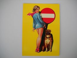 1312 CPM  PIN UP Code De La Route  Sens Interdit , Chien - Contemporanea (a Partire Dal 1950)