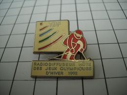 1294    PINS  Pin's TDF Radiodiffuseur Hôte Des Jeux Olympiques D'hiver 1992 Ski - Olympische Spiele