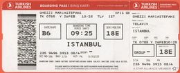 TURKISH AIRLINES - 2020 - BOARDING PASS - BİNİŞ KARTI - TK 0785 - TLV-IST - Telaviv-Istanbul - Mundo