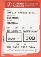 TURKISH AIRLINES - 2020 - BOARDING PASS - BİNİŞ KARTI - TK 1325 - IST-BLQ - Istanbul-Bologna - Wereld