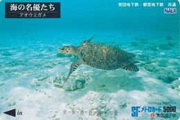 Carte Prépayée JAPON - ANIMAL - Série NAUI DIVING 7/8 - TORTUE - TURTLE JAPAN Prepaid Metro Ticket Card - 192 - Tortugas