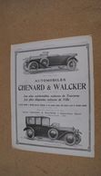 Pub Vieille Auto Chenard & Walcker ,1919 - Advertising