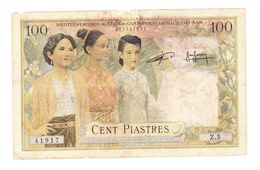 INDOCHINE BILLET DE 100 PIASTRES CAMBODGE LAOS ET VIETMAN  REF P.108 OCCASION - Indocina