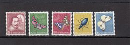 Suisse - Année 1956 - Neuf** - Pro Juventute - N°Zumstein 163/67** - Portrait De C Maderno Et Insectes - Unused Stamps