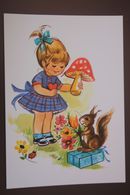 Girl With Mushroom - Old DDR Postcard - Amanita - Pilze