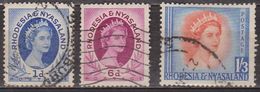 1954 - Colonie Britannique - RHODESIE-NYASSALAND - Elizabeth II - N° 2-7-10 - Nyassaland (1907-1953)