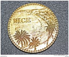 Beau Jeton Années 70/80 Laiton Doré "Ville De Nice" Côte D'Azur - French Riviera Token - Poinçonnée Monnaie De Paris - Sonstige & Ohne Zuordnung