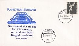 Germany 1977 Cover; Space Weltraum Epace: Planetarium Stuttgart - Sonstige & Ohne Zuordnung