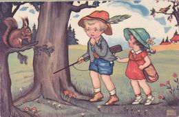 Cpa- Illustrateur Margret Boris --edi Amag N°0318- Enfants A La Chasse , Ecureuil - Boriss, Margret