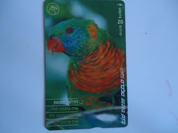 ISRAEL PHONECARDS USED  BIRDS PARROTS - Papageien