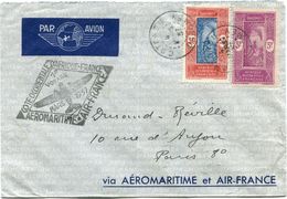 DAHOMEY LETTRE PAR AVION AVEC CACHET ".....AEROMARITIME 1er VOYAGE MARS 1937" DEPART COTONOU 4 MARS 37 DAHOMEY POUR..... - Briefe U. Dokumente