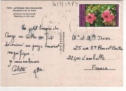 Beau Timbre , Stamp Yvert N° 716 " Fleur Hibiscus " Sur CP , Carte , Postcard Du 24/03/84 - Oblitérés