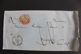 1858 LSC CHAMBERY (royaume Piémont-Sardaigne)CAD DU 14/02/58 POUR BOURGOIN CAD ARRIVEE DU 15/02/58 . - Entry Postmarks