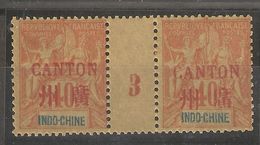 Indochine - Canton_ Millésimes Centre Déplacé  N°12 (1893) - Neufs