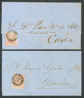 Sobre 98(2). 1869. Precioso Conjunto De Dos Cartas Circuladas Con El 50 Mils Castaño, Ambas Inutilizadas Con El Matasell - Autres & Non Classés