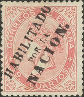 (*)90HN. 1868. 19 Cuartos Rosa (color Muy Intenso). HABILITADO POR LA NACION, En Negro De Madrid. MAGNIFICO Y MUY RARO.  - Andere & Zonder Classificatie