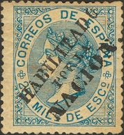 *97HN. 1868. 25 Mils Azul (conservación Habitual). HABILITADO POR LA NACION, En Negro De Madrid. BONITO Y RARO. Cert. CE - Other & Unclassified