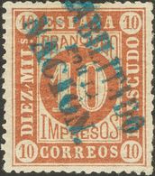 *94HNa. 1868. 10 Mils Castaño. HABILITADO POR LA NACION, En Azul De Andalucía. MAGNIFICO. - Sonstige & Ohne Zuordnung